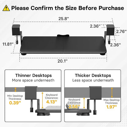 BONTEC KMT01-PJ Under Desk Keyboard Tray, Pull-Out Keyboard & Mouse Platform - Image 2