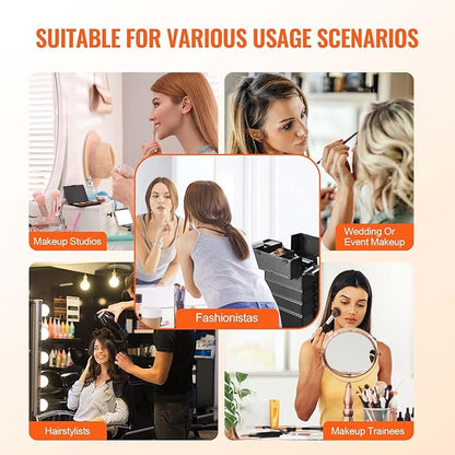 VEVOR Makeup Train Case Professional Makeup Storage Organizer Box Make Up - Image 6