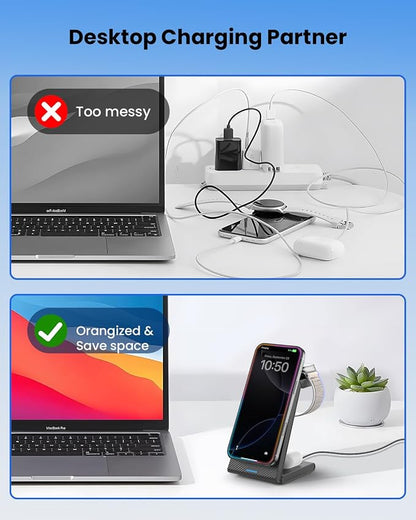 3 in 1 Wireless Charging Station, Foldable Magnetic Wireless Charger Stand - Image 7