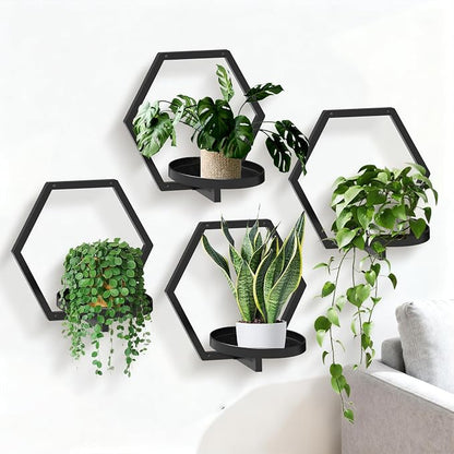 Garvee Hexagon 4 PCS Wall Shelf - 20Lb Load Capacity - Image 6