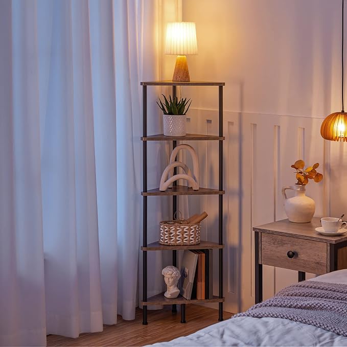 HOOBRO Corner Shelf Stand, Industrial 5-Tier Corner Bookshelf - Image 4