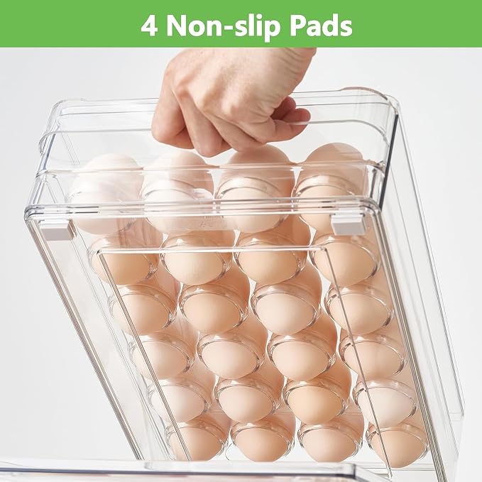 vacane 24 Capacity Egg Holder for Refrigerator Organizer Bins, Bpa Free Egg - Image 5