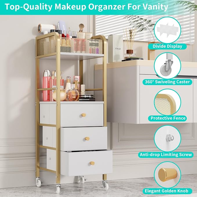 HapiRm Rolling Makeup Cart Organizer - Image 6