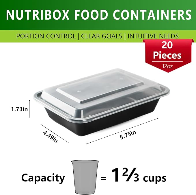 [20 value pack single one compartment 12oz MINI Meal Prep Food Storage - Image 2