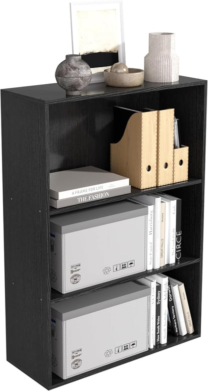 Wooden 3 Cube Storage Organizer, 3 Tier Low Bookcase Storage Display Organizer by NewBeth