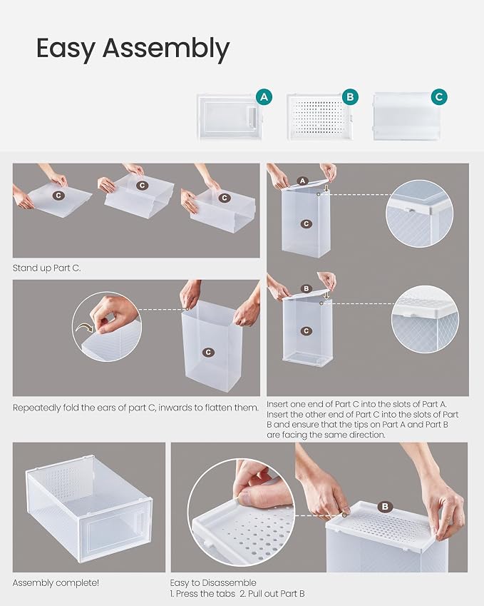 SONGMICS Shoe Boxes, Stackable Clear Plastic Boxes - Image 7