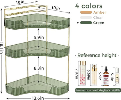 BEFSOP Corner Bathroom Counter Organizer, Upgraded 3-Tier Makeup Organizer - Image 2