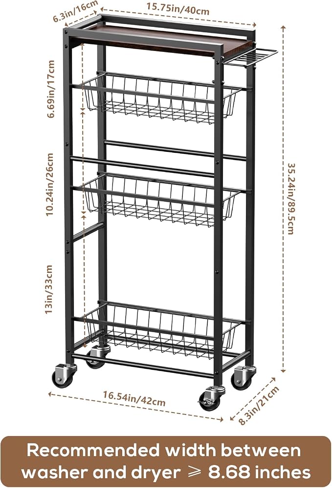 4 Tier Slim Rolling Storage Cart - Image 3