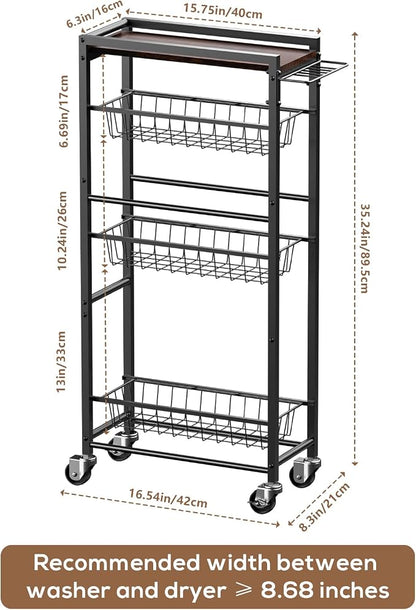 4 Tier Slim Rolling Storage Cart - Image 3
