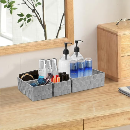 Posprica Drawer Organizer Bins, Woven Strap Storage Box Cube Basket Containers - Image 6