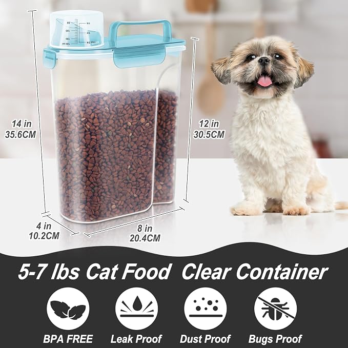 5-7Lbs Cat Dog Storage Container, Portable Pet Food Containers - Image 4