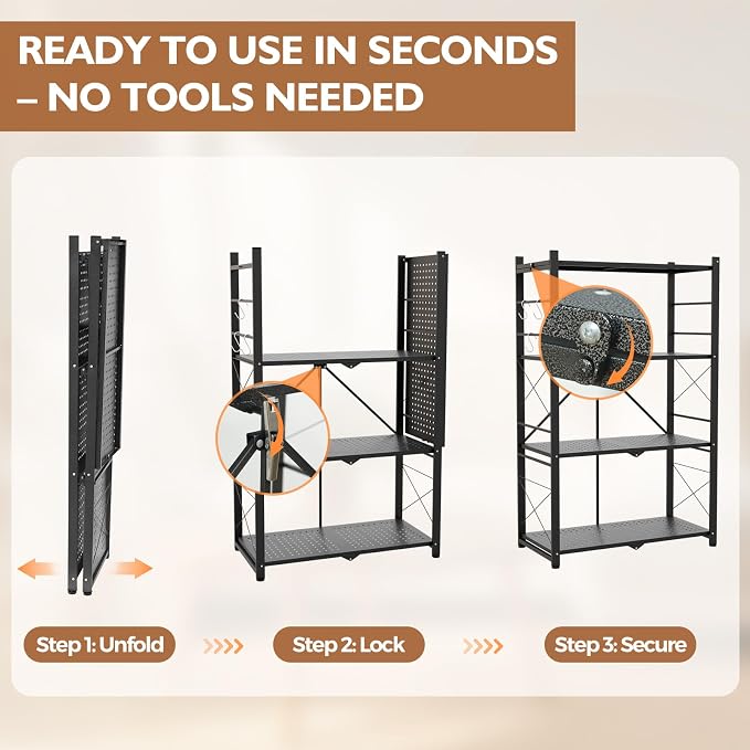 EAGLE PEAK 4-Tier Foldable Greenhouse Shelf, Heavy Duty Metal Storage Rack - Image 3
