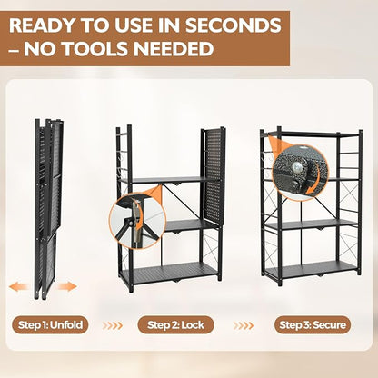EAGLE PEAK 4-Tier Foldable Greenhouse Shelf, Heavy Duty Metal Storage Rack - Image 3