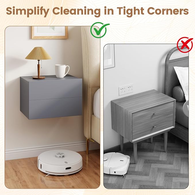 KOMFOTT Floating Nightstand Set of 2, Wall Mounted Night Stand - Image 8