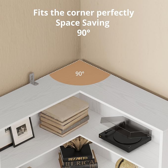 ANCTOR Corner Bookshelf, 6 Tiers Corner Bookcases - Image 4