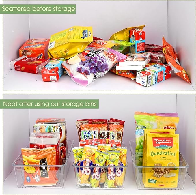 Snack Organizer for Pantry Shelf, 8 Pack Clear Plastic Pantry Storage Bins - Image 6