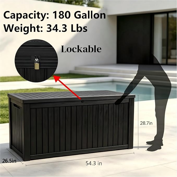 180 Gallon Outdoor Storage Box Waterproof, Large Resin Deck Box - Image 6