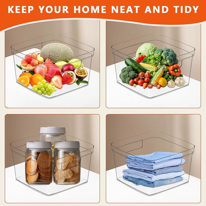 MOONEDGE 6-Pack Clear Plastic Storage Bins — Open-Top PET Storage Containers & - Image 6