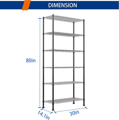 REGILLER 6-Wire Shelving Metal Storage Rack Adjustable Shelves, Standing - Image 3