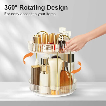 360 Rotating Makeup Organizer for Vanity, 2 Tier Perfume Skincare Organizers - Image 3