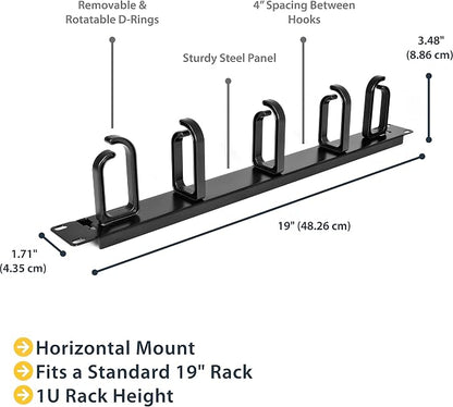 StarTech.com 19” Server Rack Cable Management Panel w/ D-Ring Hooks - Image 7