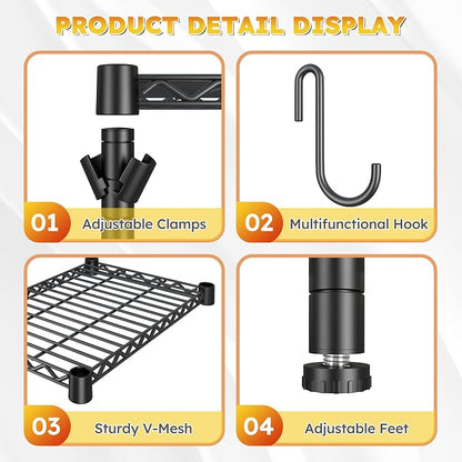 REIBII Mini Fridge Shelf with Storage, 2-Tier Adjustable Metal Shelving Unit - Image 7