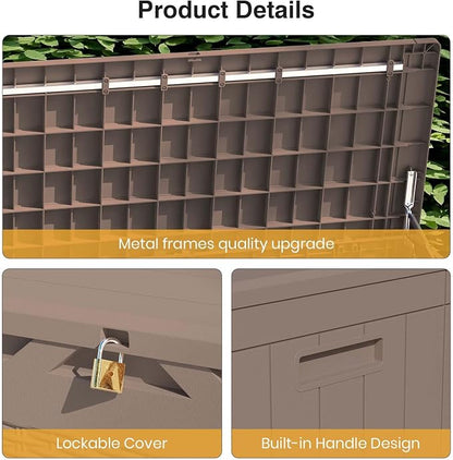Patiolife 100 Gallon Resin Deck Box, Large Outdoor Storage Box - Image 5