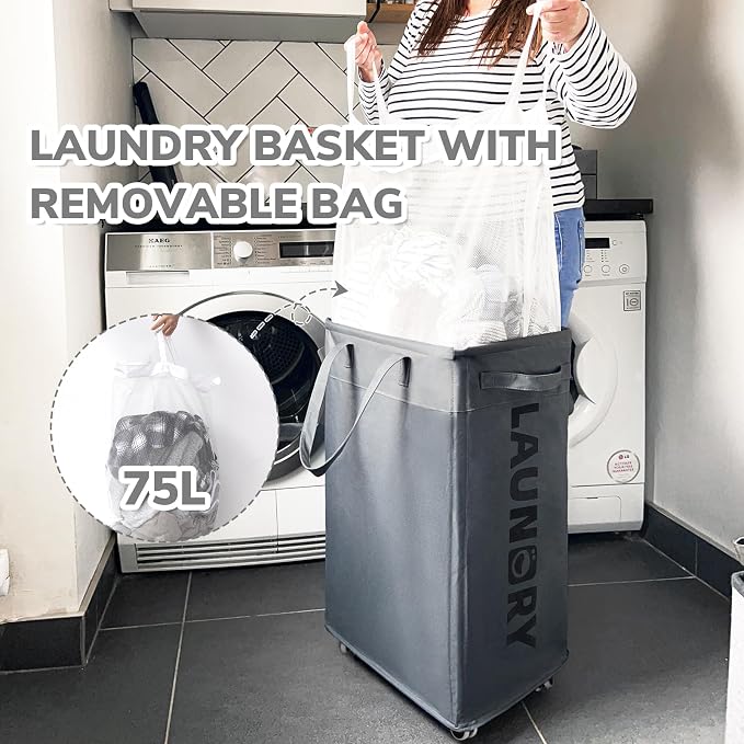 CHICVITA 75L Large Rolling Laundry Basket - Image 4