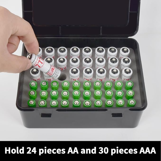 FULLCASE Battery Storage Organizer Holder Holds 54 AA AAA Batteries, Box Cases - Image 2