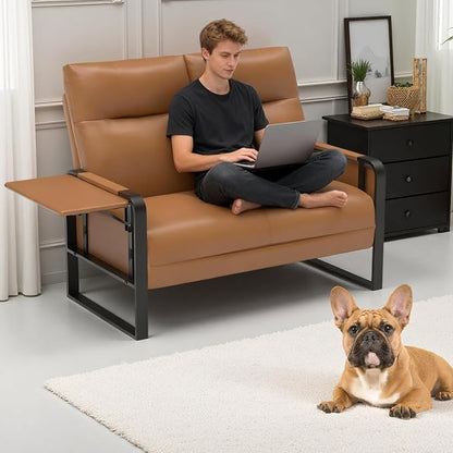 Faux Leather Loveseat, Upholstered Loveseat - Image 3