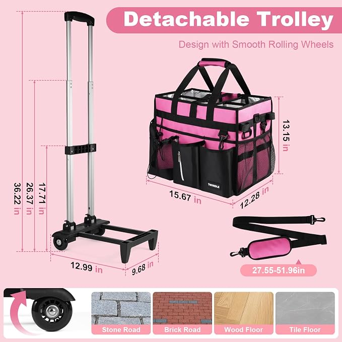 Cleaning Caddy with Wheels, Rolling Cleaning Supplies Organizer with Bottom - Image 2