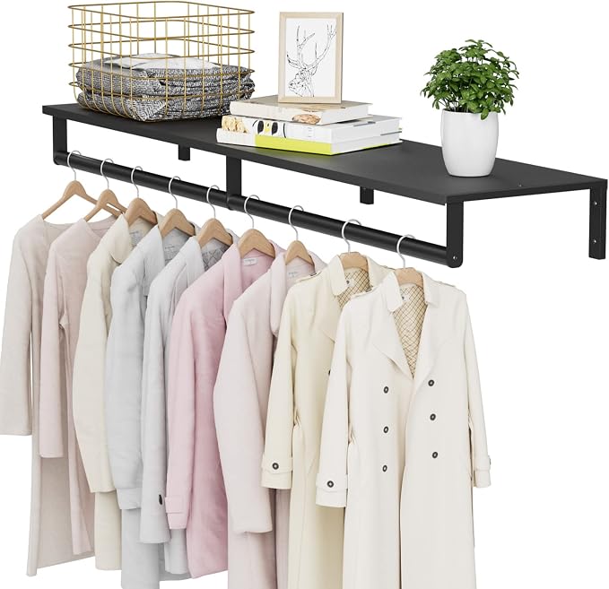 Audmore Wall Mounted Clothes Rack Heavy Duty Metal Hanging Clothing Rack | Shelf by Audmore