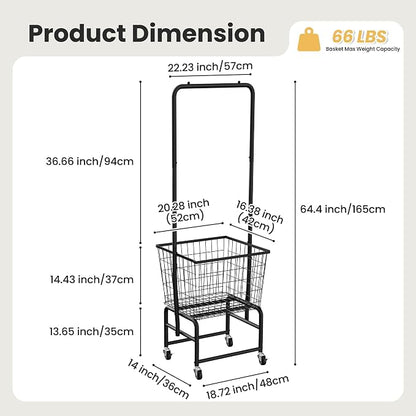 Rolling Laundry Cart with Wheels, Extra Large Laundry Hamper Basket Organizer - Image 3
