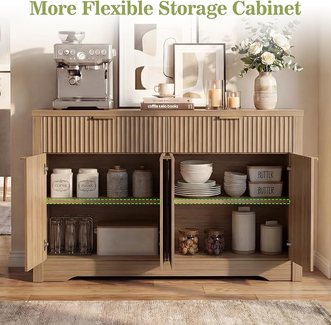 Cyclysio 55" Fluted Buffet Cabinet - Image 7