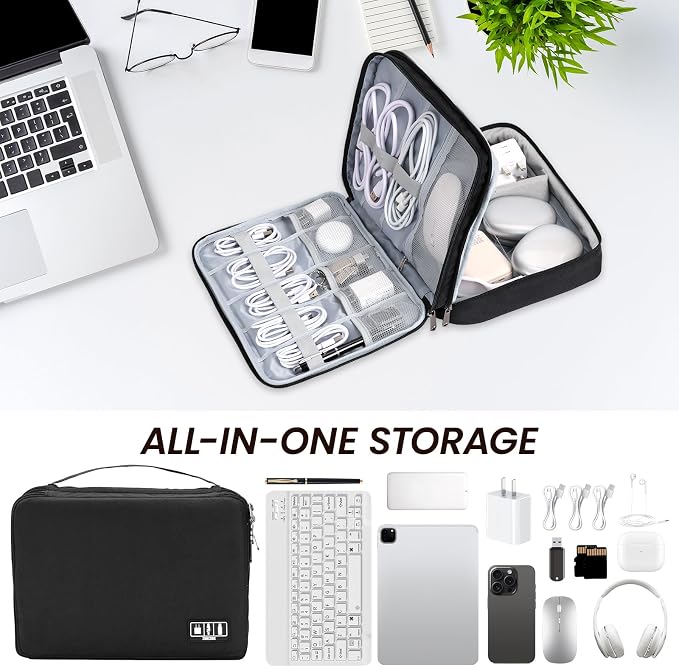 Large Electronic Organizer Travel Case, Double Layer Tech Pouch - Image 6