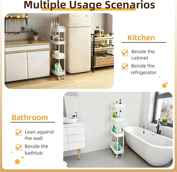 4 Tier Slim Kitchen Storage Cart - Image 3