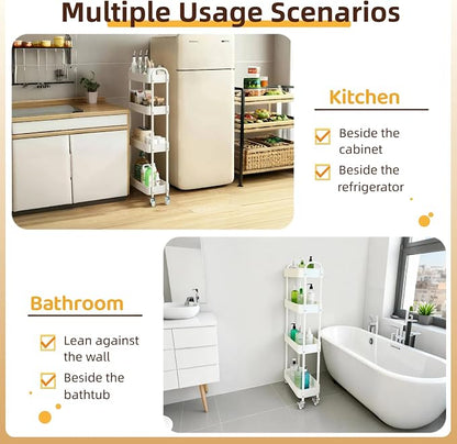 4 Tier Slim Kitchen Storage Cart - Image 3