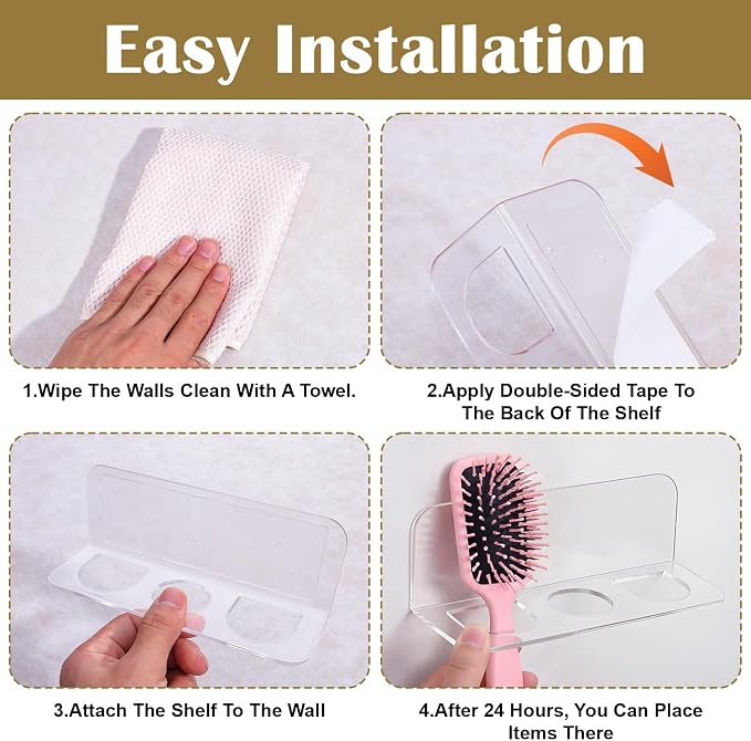 Bathroom Hair Brush Holder Wall Mounted Hair Brush Organizer - Image 4