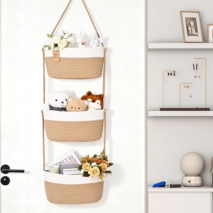 Hanging Basket, 3-Tier Woven Wall Basket - Image 2