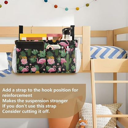 Black Flamingo and Cactus Pineapple Flower Tropical02 Bedside Caddy - Image 6