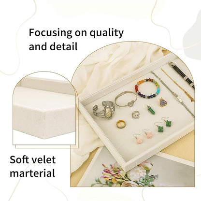 Mornajina 13.8" x 9.5" Velvet Jewelry Tray Jewelry Display Tray, Stackable - Image 6