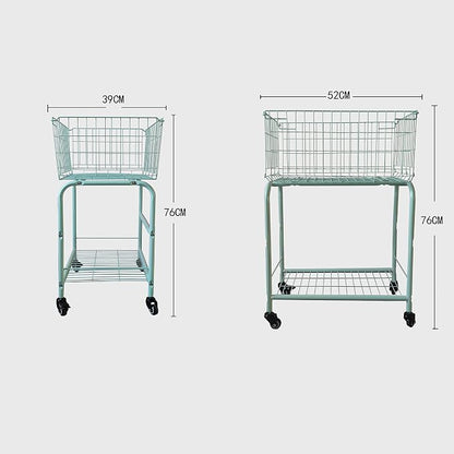 29" Rolling Laundry Cart，Large Capacity Foldable Hamper Basket, MINT Color | - Image 5