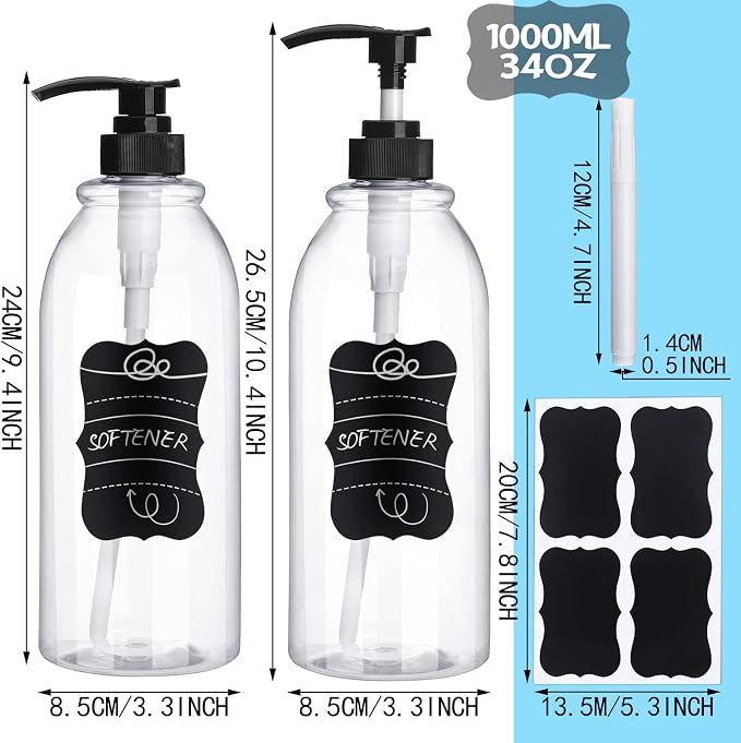 2 Pack 34 oz Clear Plastic Pump Bottles Dispenser Lotion Liquid Hand Empty - Image 2
