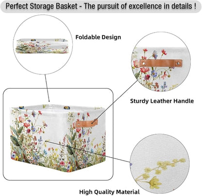 Pardick Basket Storage Bins Flower Floral Grass Rectangle Cube Basket Box Kids - Image 6