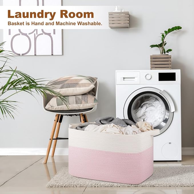 XXXL Large Blanket Basket, 108L Cotton Rope Storage Basket - Image 6