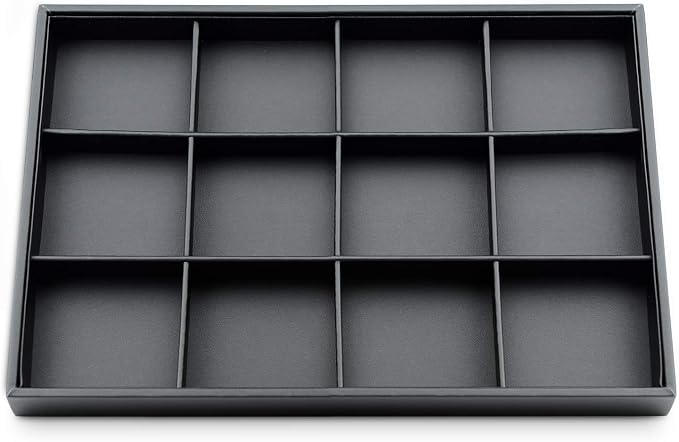 Black PU Leather Jewelry Display Flat Tray Ring Necklace Watch Organizer - Image 9