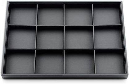 Black PU Leather Jewelry Display Flat Tray Ring Necklace Watch Organizer - Image 9