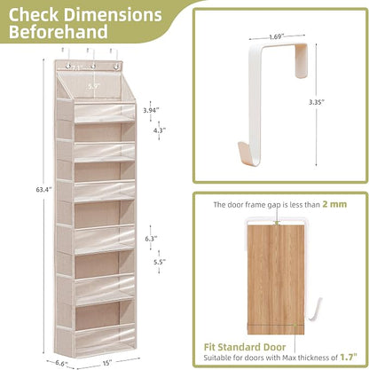 Over Door Organizer with 6 Extra Large Pockets 12 Side Pockets, Hanging Storage - Image 2