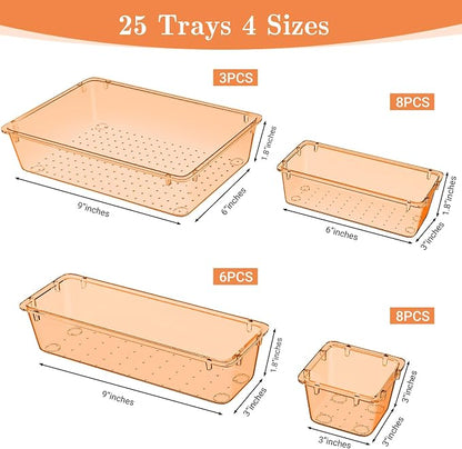 25 PCS Plastic Drawer Organizer Set, 4-Size Versatile Organizer Trays & storage - Image 2
