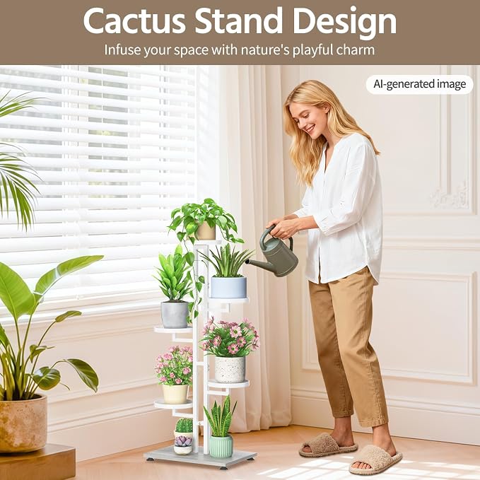 LASZOLA White 5 Tiered Plant Stand Indoors Heavy Duty Metal Rack, Sturdy Multi - Image 2